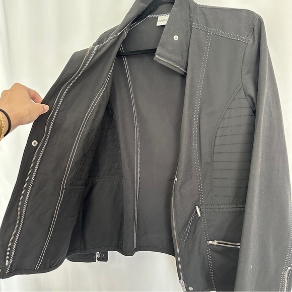 Vintage 90s Chico’s Women's Black Full Zipper Jacket with Mock High Neck sz M - Picture 10 of 12